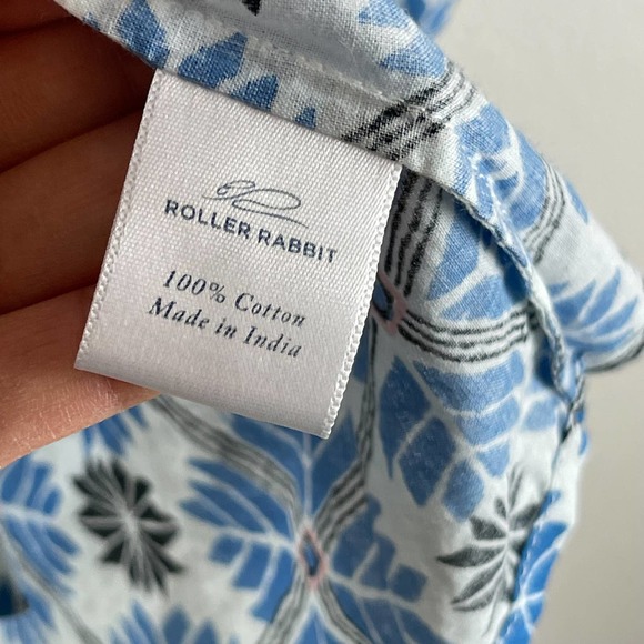 ROLLER RABBIT Blue Printed Button Down 3/4 Sleeve Dress Size L - Picture 6 of 12